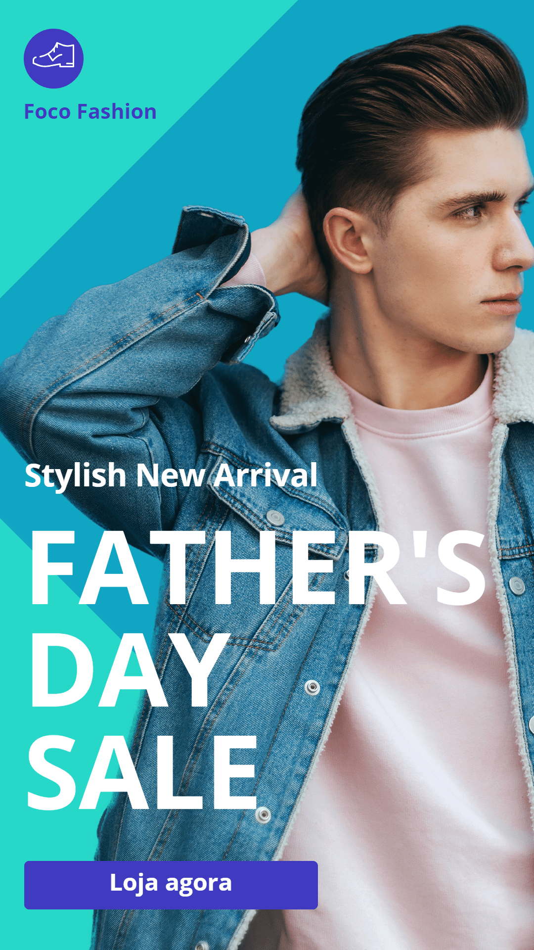Blue Rectangle Element Fashion Father's Day New Arrival Sale Ecommerce Story预览效果