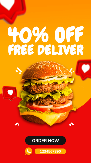 Creative Style Black Friday Burger Promotion Ecommerce Story预览效果