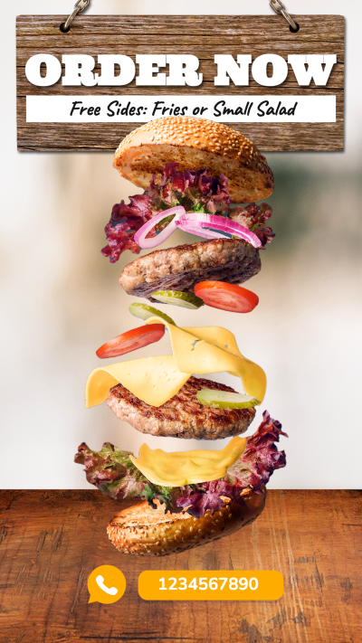 Burger & Fries Promotion iPhone Cutout Ecommerce Story