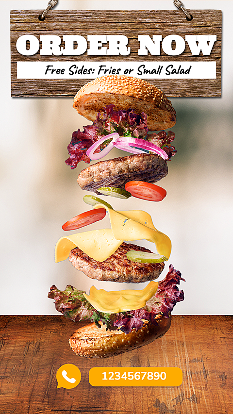 Burger & Fries Promotion iPhone Cutout Ecommerce Story