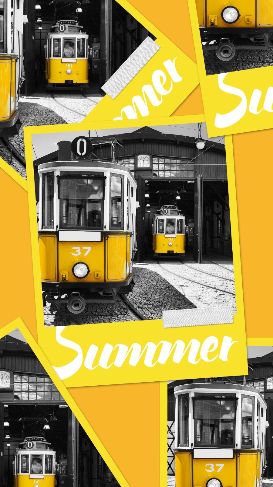 Creative Summer Train Polaroid Display Instagram Story预览效果