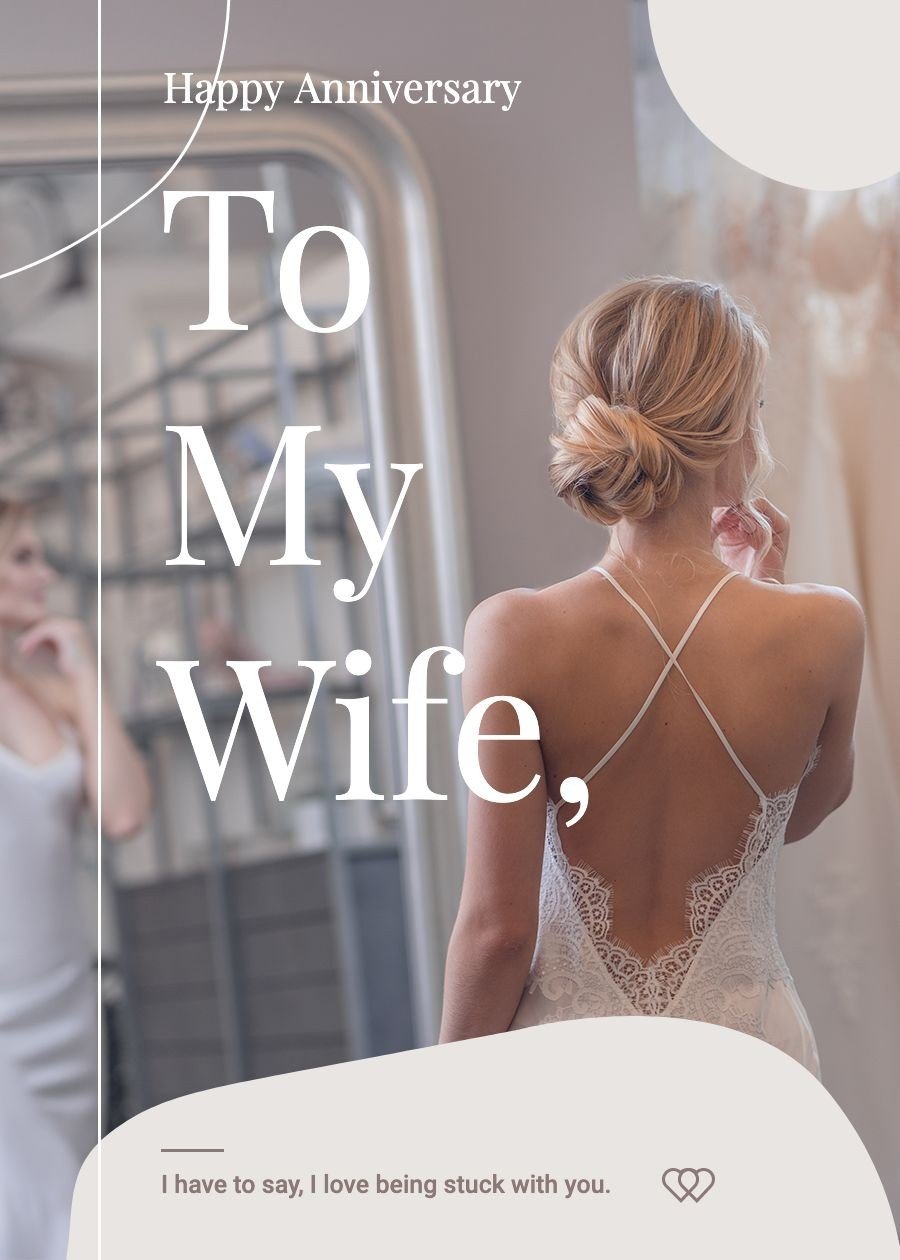 Simple Fashion White Line Element Wedding anniversary Greeting Card