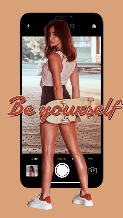 Retro Crative Style Mobile Interface Simulation Skate Woman Text Quotes Instagram Story