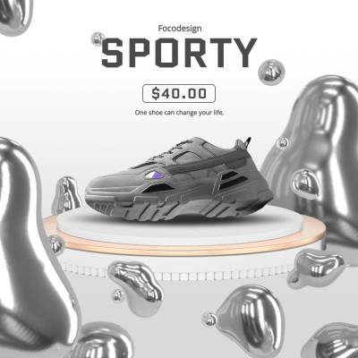 3D Sports Running Shoes Ecommerce Product Image