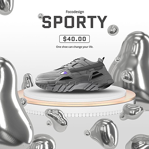 3D Sports Running Shoes Ecommerce Product Image