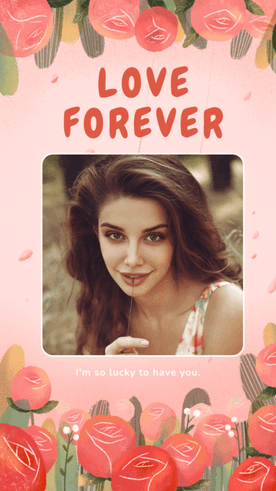 Fashion Fresh Style Hand Painted Flowers Woman Love Text Instagram Story Video