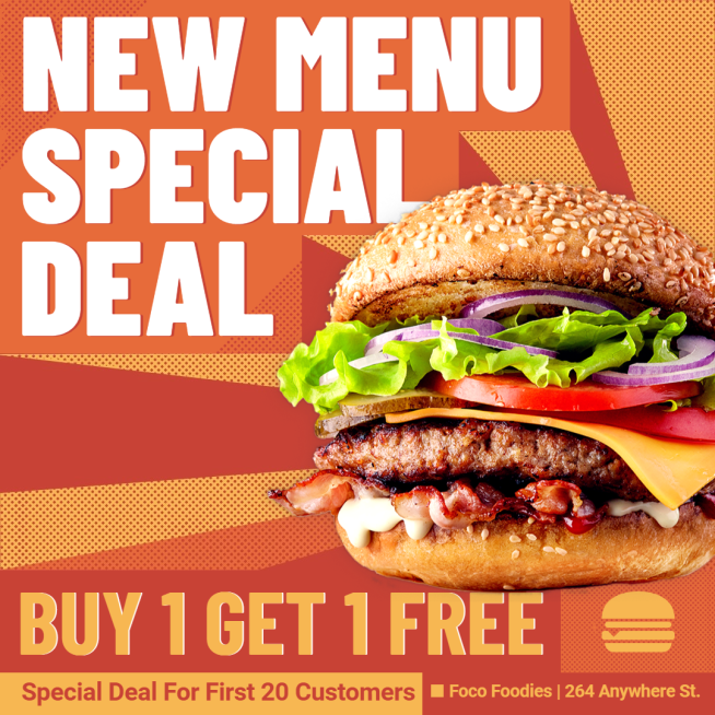 Yellow Rectangle Element Fashion Burger New Menu Promotion Ecommerce Story预览效果