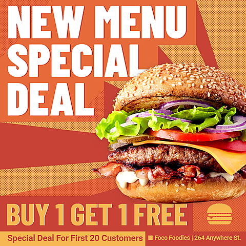 Yellow Rectangle Element Fashion Burger New Menu Promotion Ecommerce Story