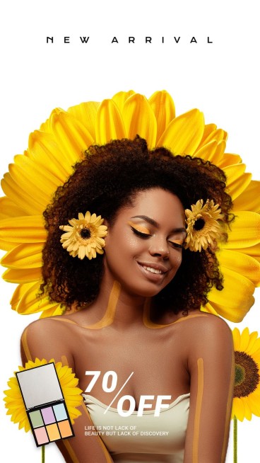 Golden Floral Women's Eyeshadow Palette Makeup Beauty Cosmetics New Product Arrival Discount Sale Promo Ecommerce Story预览效果