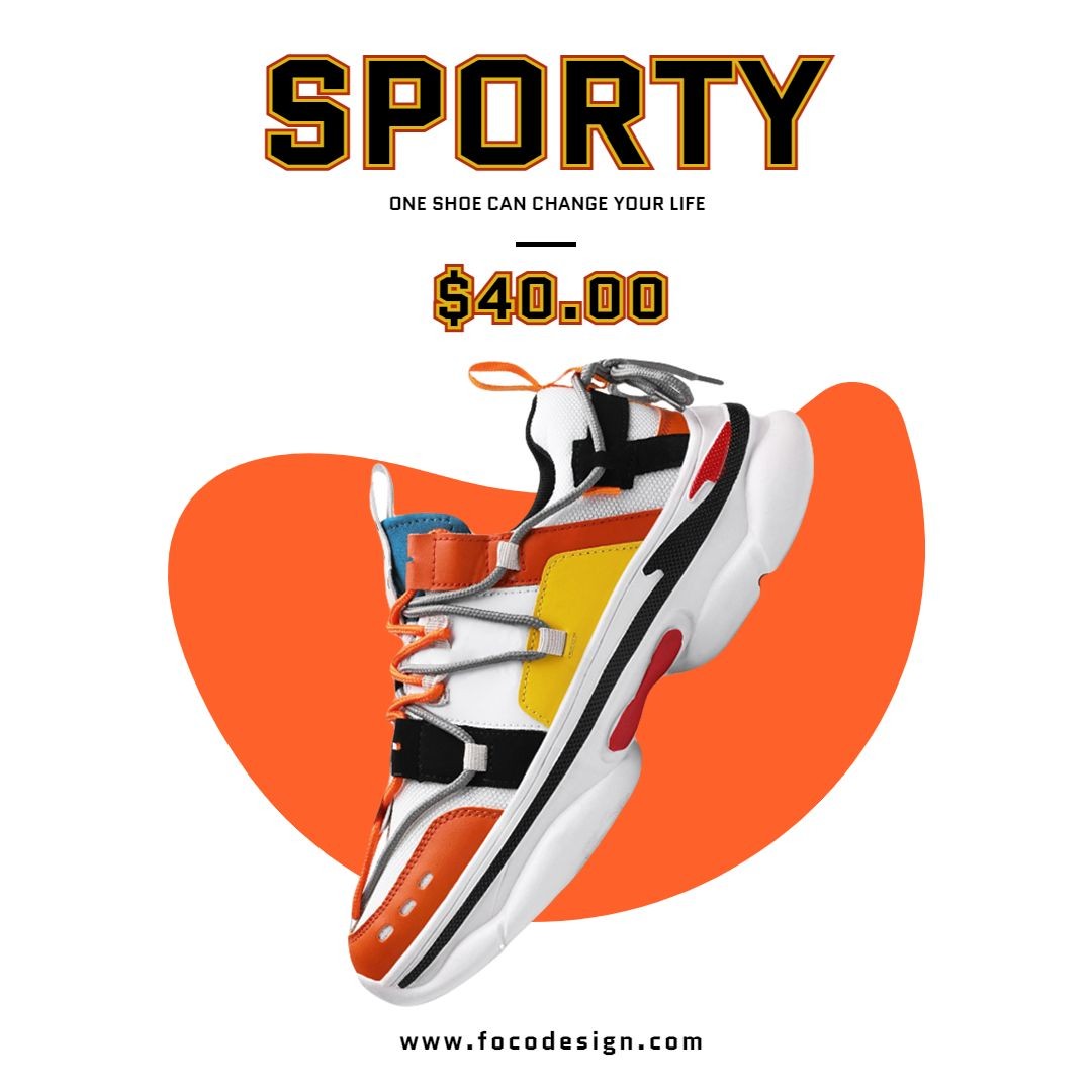 Minimal Orange Sports Running Shoes Ecommerce Product Image