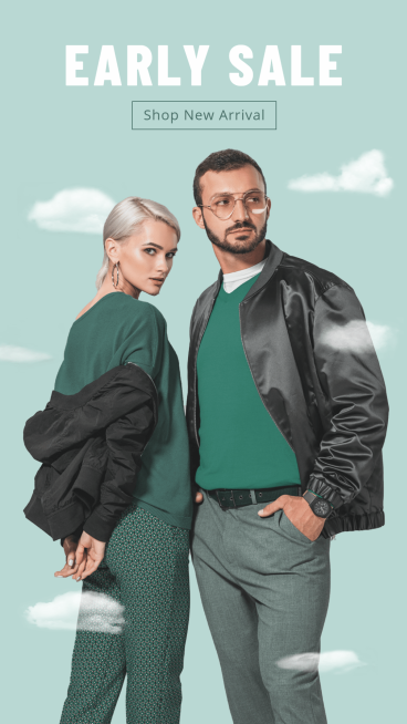 Simple Fashion Style Apparels Early Sale Ecommerce Story预览效果