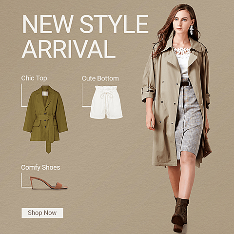 Brown Color System Background Fashion Women's Wear New Arrival Ecommerce Story