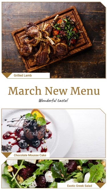 March New Menu Restaurant Ecommerce Story