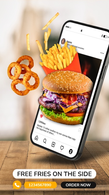 Mobile Phone Interface Simulation Fast Food Promotion Ecommerce Story