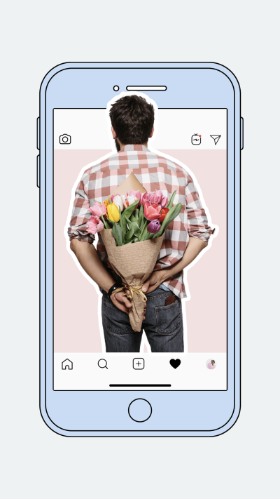 Creative Bouquet Man's Back Mobile Phone Social Media Interface Simulation Instagram Story