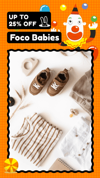 Cute Cartoon Clown Element Baby Clothing Discount Instagram Story Video