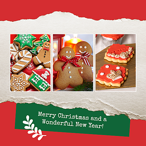 Paper Tear Style Christmas Cookie Display Promo Ecommerce Product Image