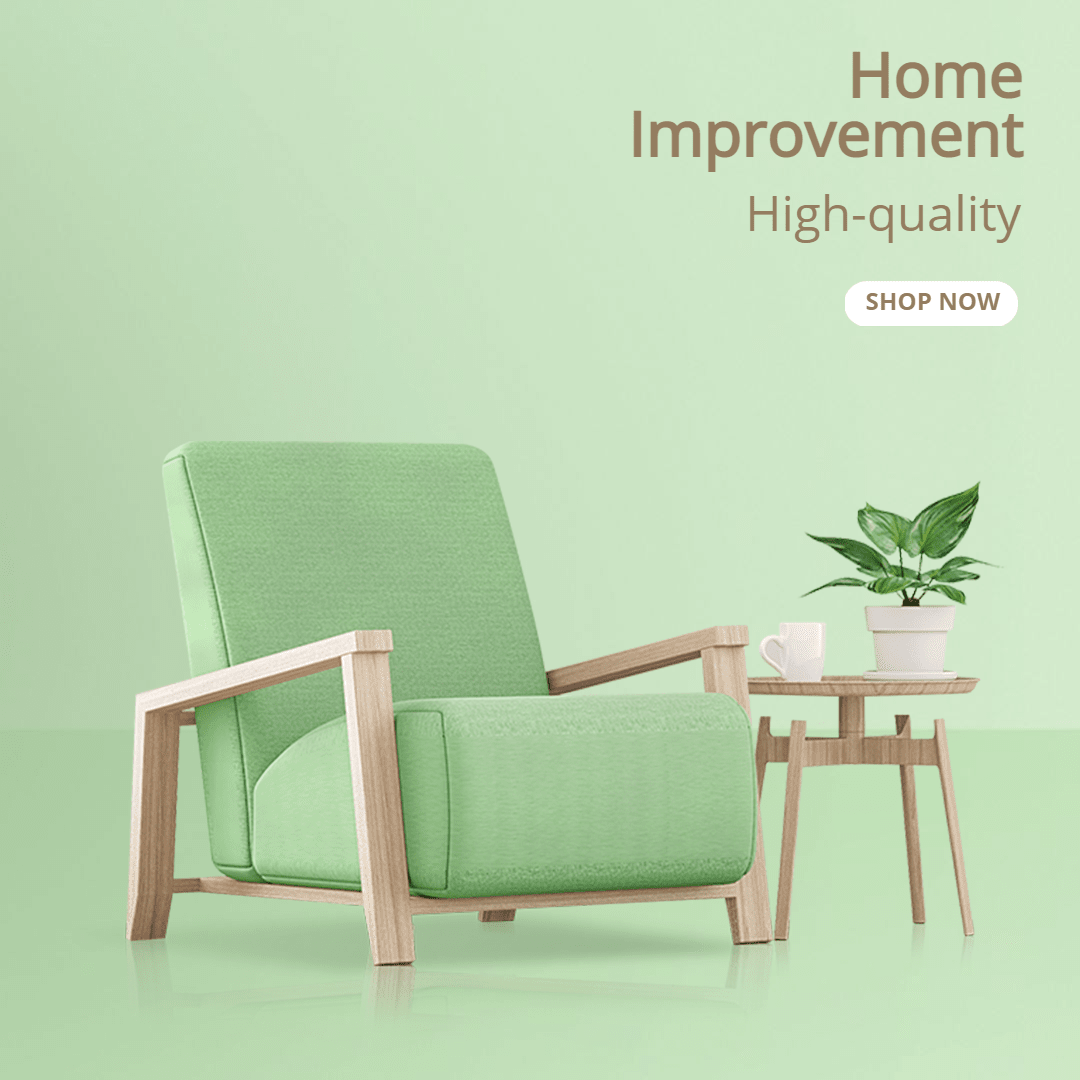 Green Color Background Fresh Home Decorate Furniture Ecommerce Story预览效果