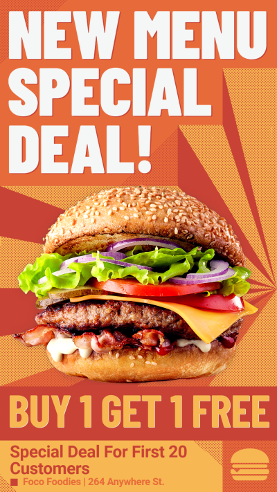 Orange Color Block Element Fashion Burger New Menu Promotion Ecommerce Story