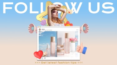 Skincare Set Beauty Cosmetics Creative Marketing Social Media Interface Simulation Follow Us Ecommerce Banner