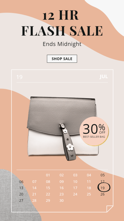 White Line Calendar Element Fashion Women's Bags Falsh Sale Ecommerce Story