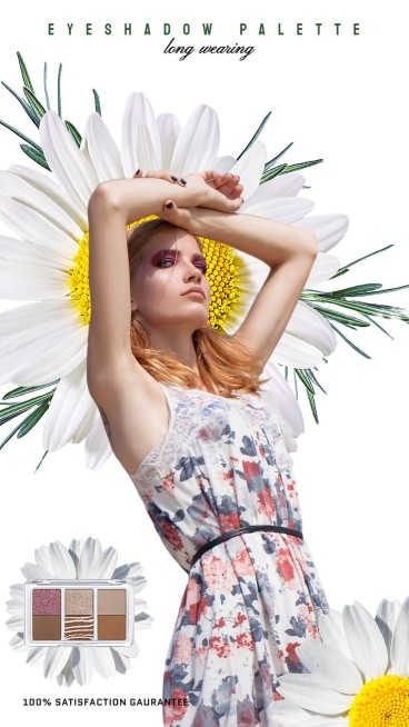 Handwritting Daisy Flower Eyeshadow Palette Beauty Cosmetics Makeup Product Promo Ecommerce Story预览效果