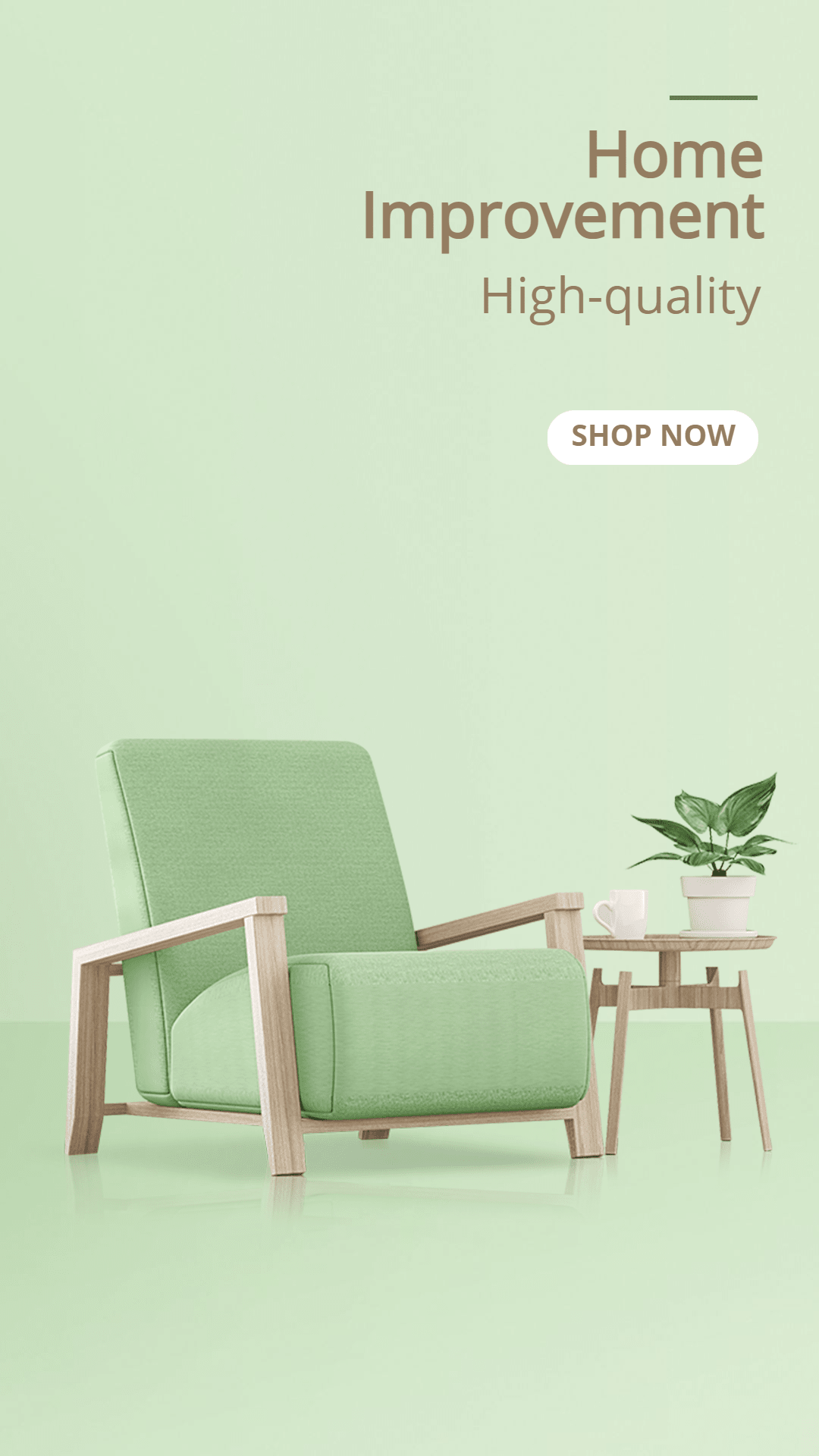 Fresh Home Decorate Furniture Green Chair Display Ecommerce Story预览效果