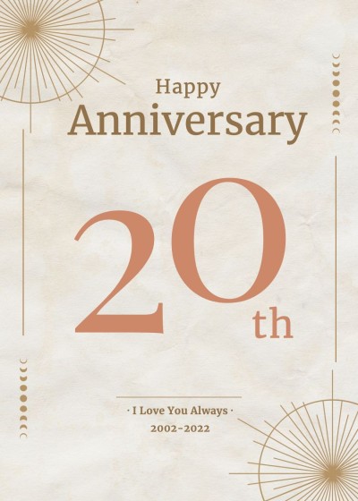 Simple Fashion Style Brown Line Element Wedding anniversary Greeting Card
