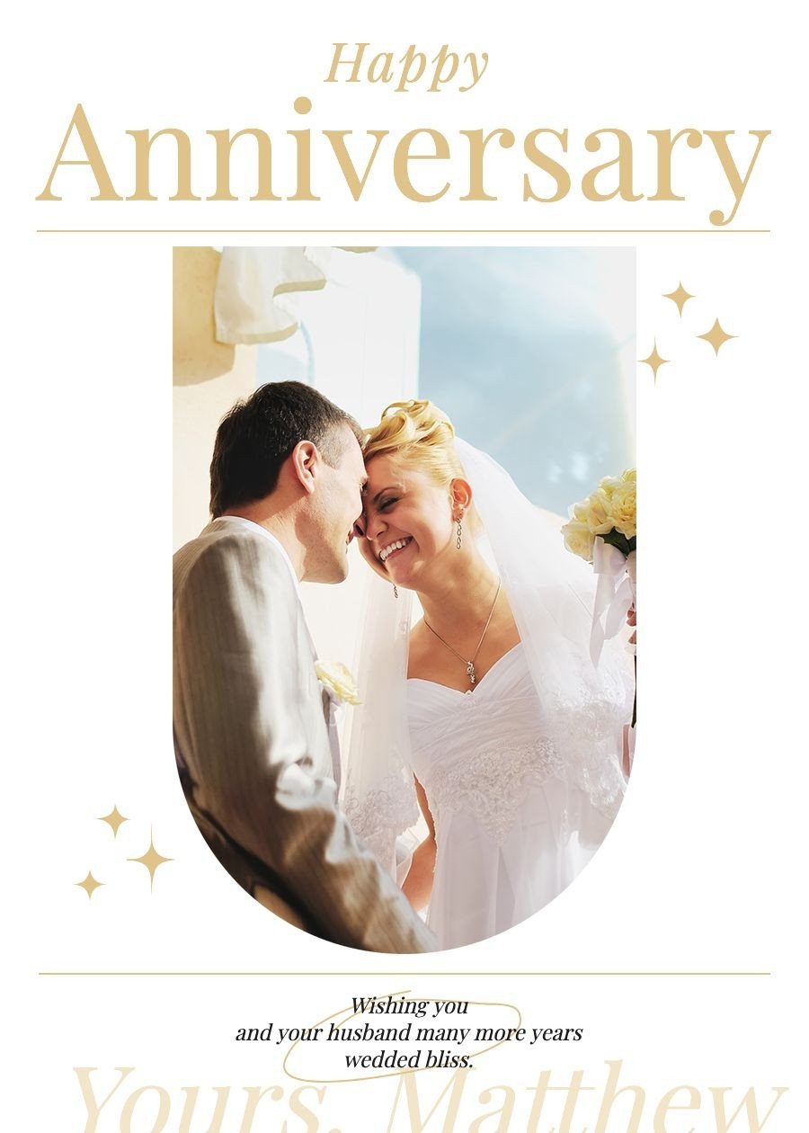 Simple Fashion Gold Line Element Wedding anniversary Greeting Card