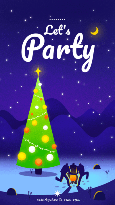 Fashion Cartoon Christmas Tree Celebrate Party Instagram Story Video