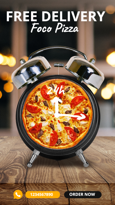 Pizza Free Delivery Promotion iPhone Cutout Ecommerce Story预览效果