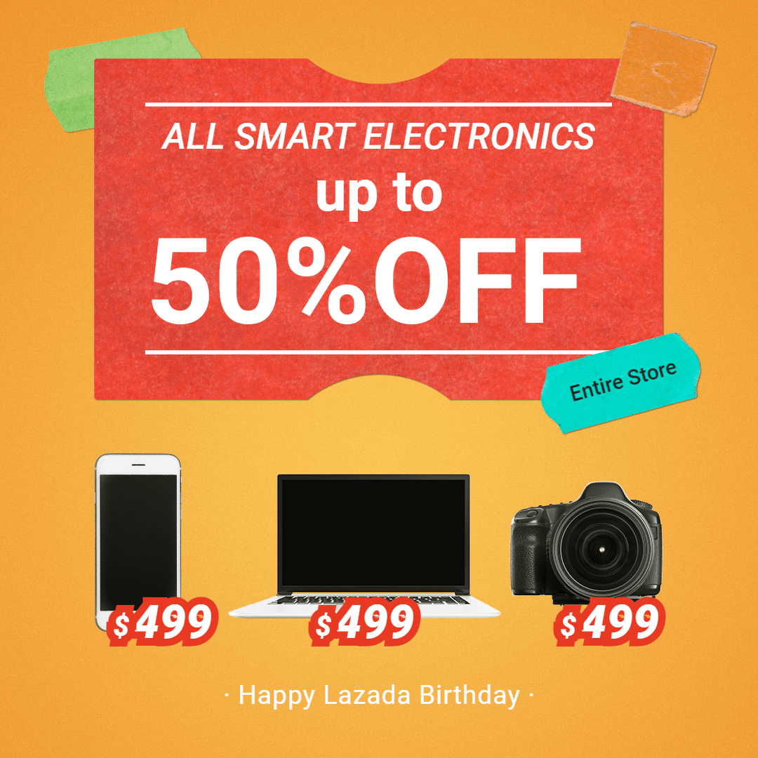 Lazada Birthday Sale Smart Electronics Promotion Ecommerce Product Image预览效果