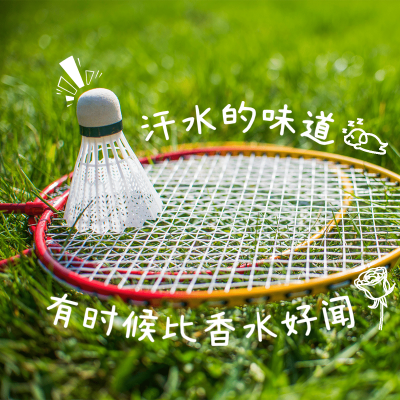 健身减肥晒照羽毛球简约风篇log模板