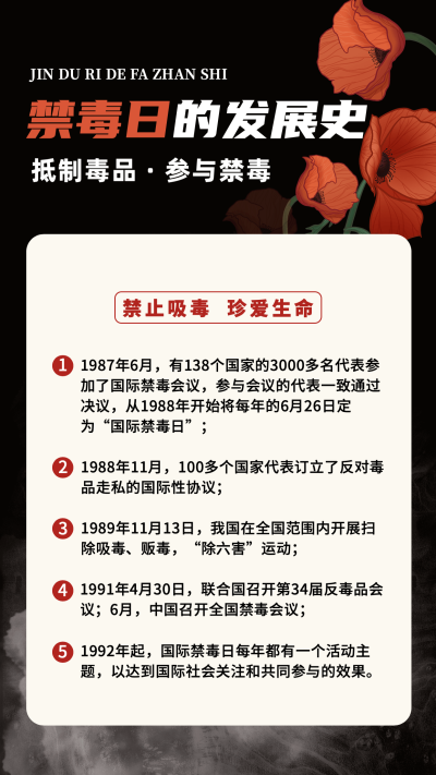 国际禁毒日节日宣传手机海报