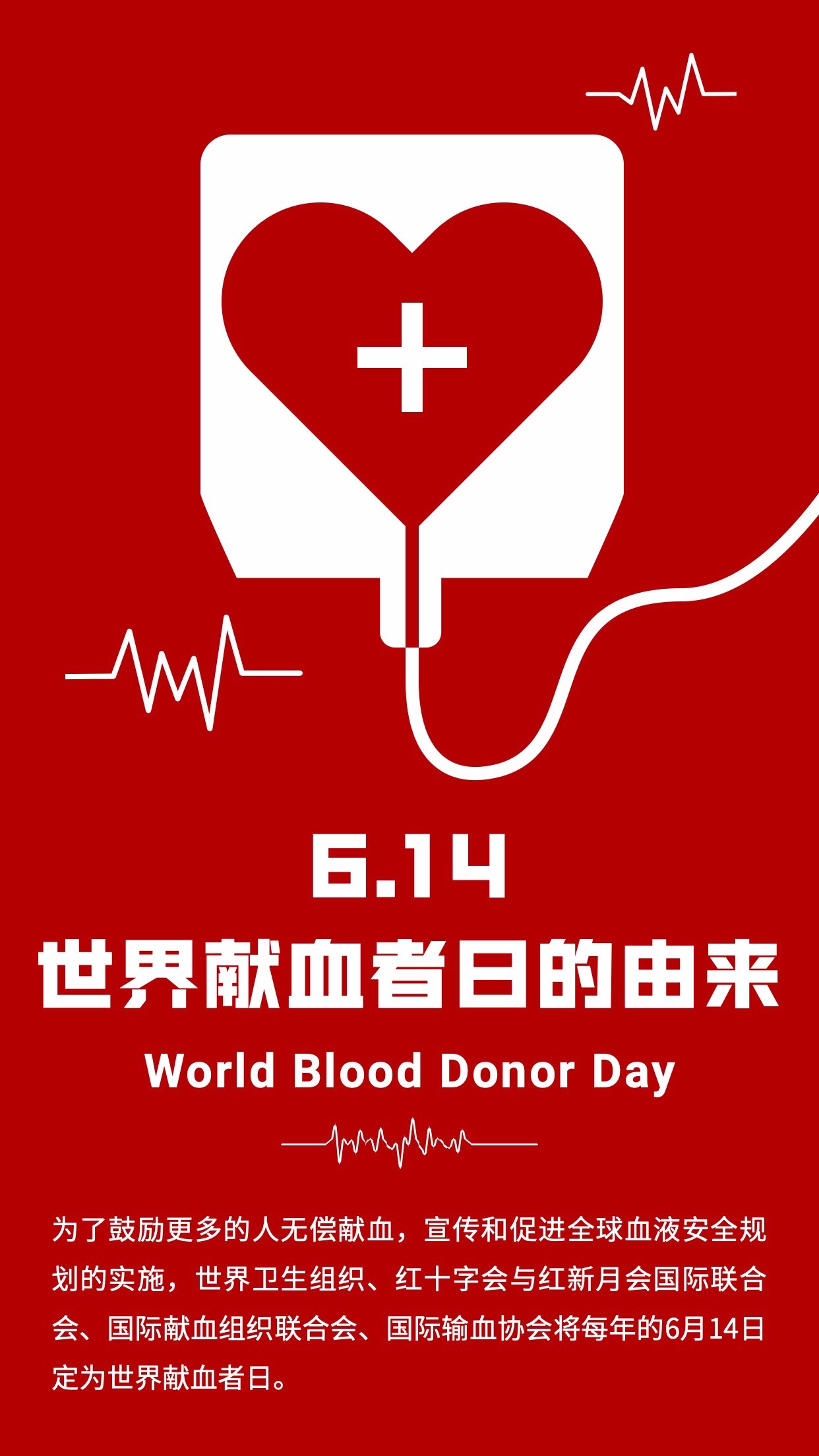 世界献血日节日科普手机海报