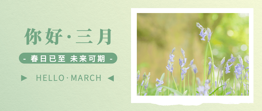 通用三月你好月初问候清新公众号首图
