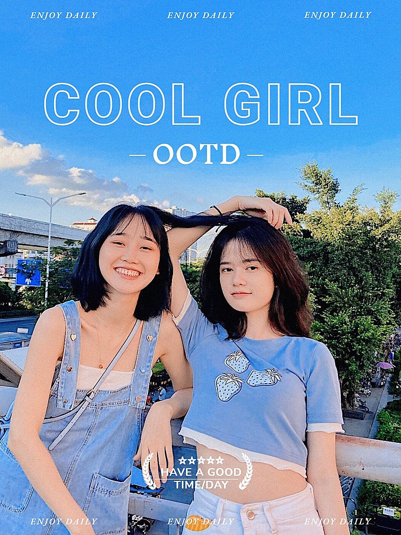 夏日穿搭攻略合照简约风plog模板