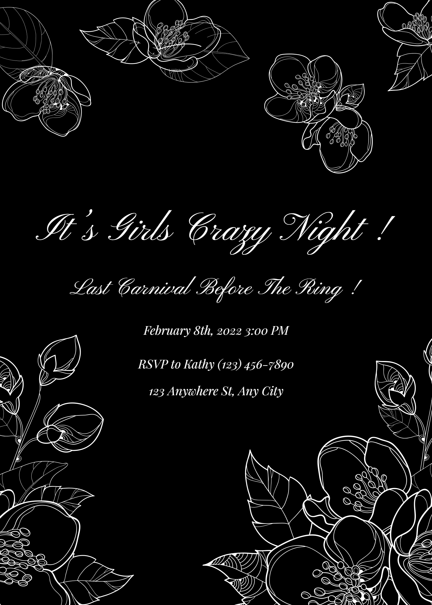 Handwritting Text Girl's night party invitation letter