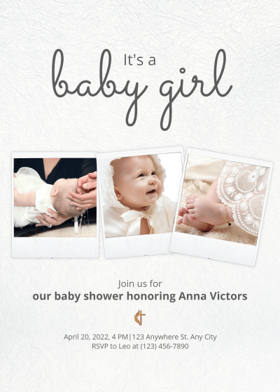 Bathing Infant Baby shower invitation letter