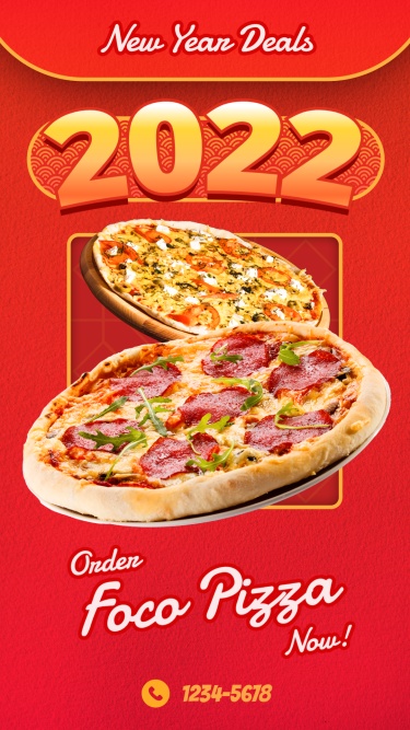 Creative New Year Pizza Sale Ecommerce Story