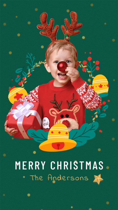 Cartoon Style Leaves Element Christmas Instagram story