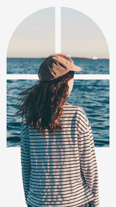 Minimalist Seaside Scenery Matting Woman Instagram Story