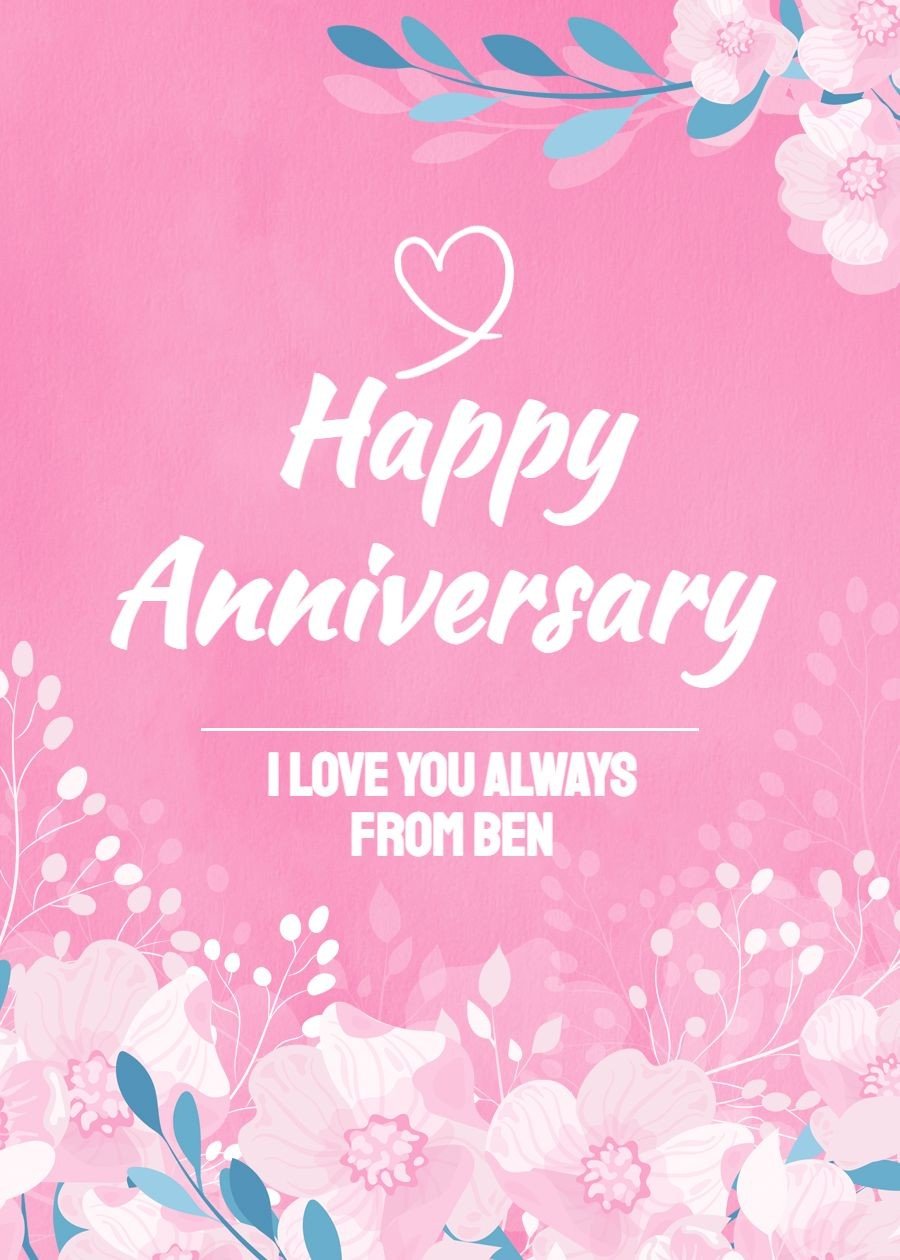 Cute Style Pink Color Hand Painted Flower Wedding anniversary Greeting Card