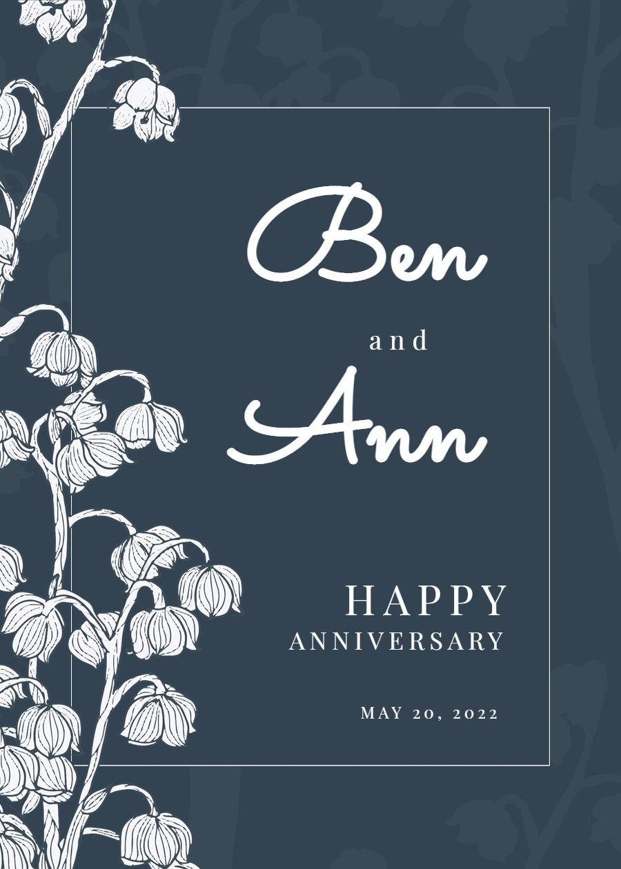 Literary Hand Painted Style White Rectangle Element Wedding anniversary Greeting Card
