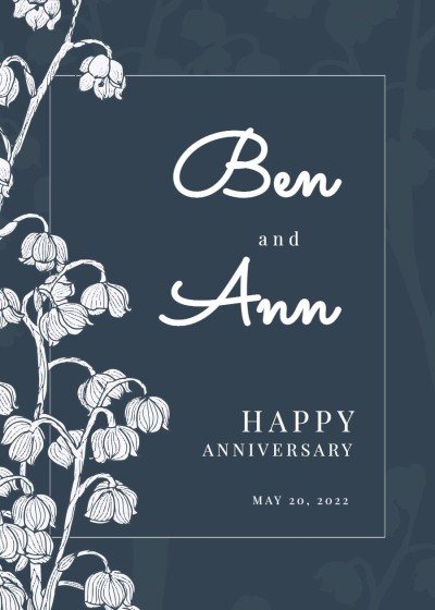 Literary Hand Painted Style White Rectangle Element Wedding anniversary Greeting Card
