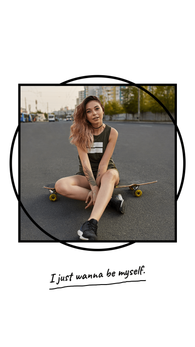 Minimalist Skate Girl Handwritten Text Instagram Story