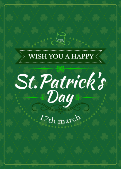 Luxury Retro Style Green Dotted Line Element St' Patrick's day Greeting Card