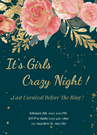 Gold Rose DotGirl's night party invitation letter