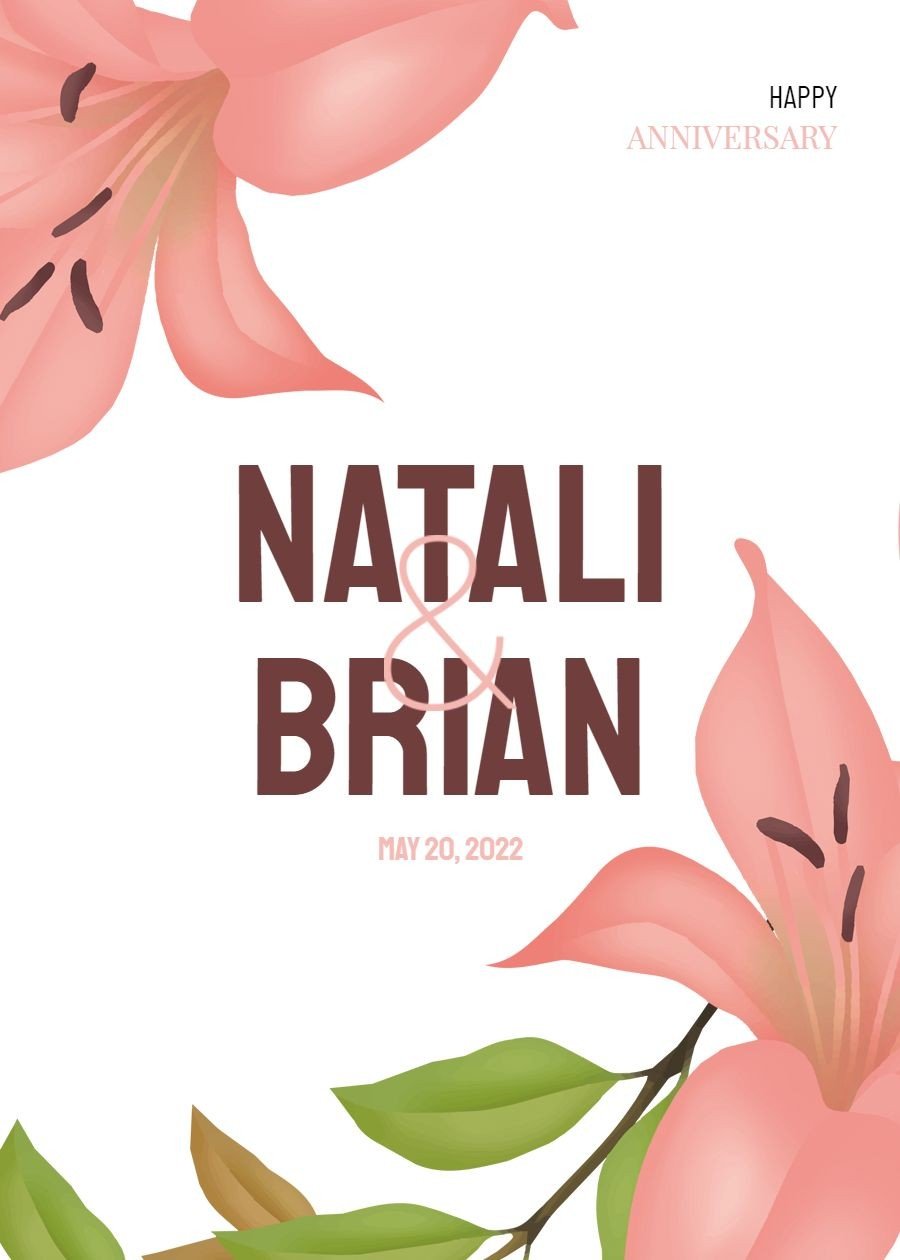 Literary Fresh Style Hand Painted Flower Element Wedding anniversary Greeting Card