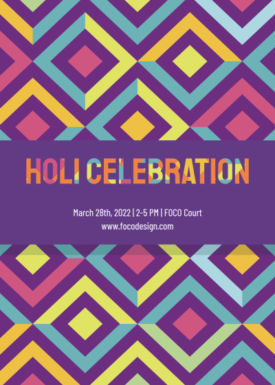 Geometry Style Holi festival invitation letter